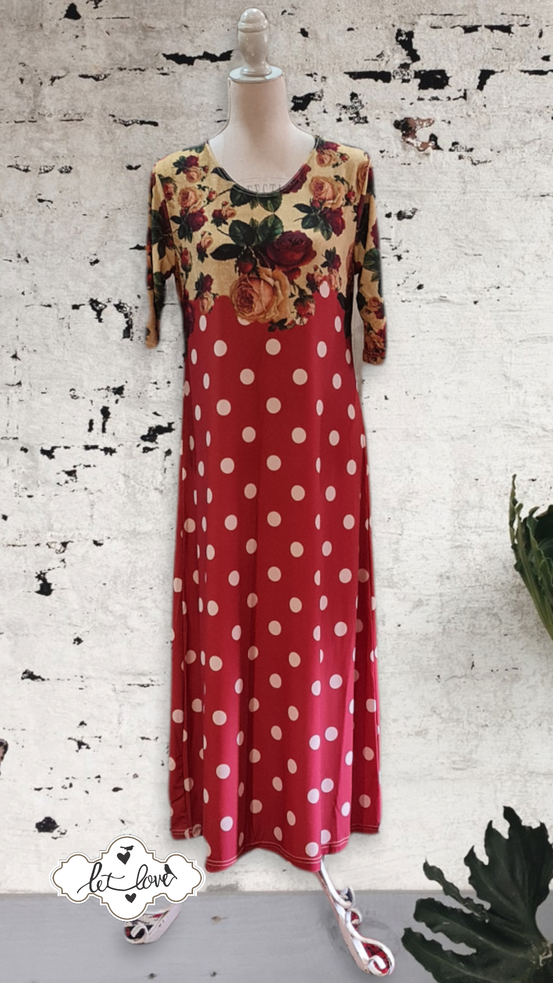 Ankle Length Dress with Sleeves - Let Love Clothing