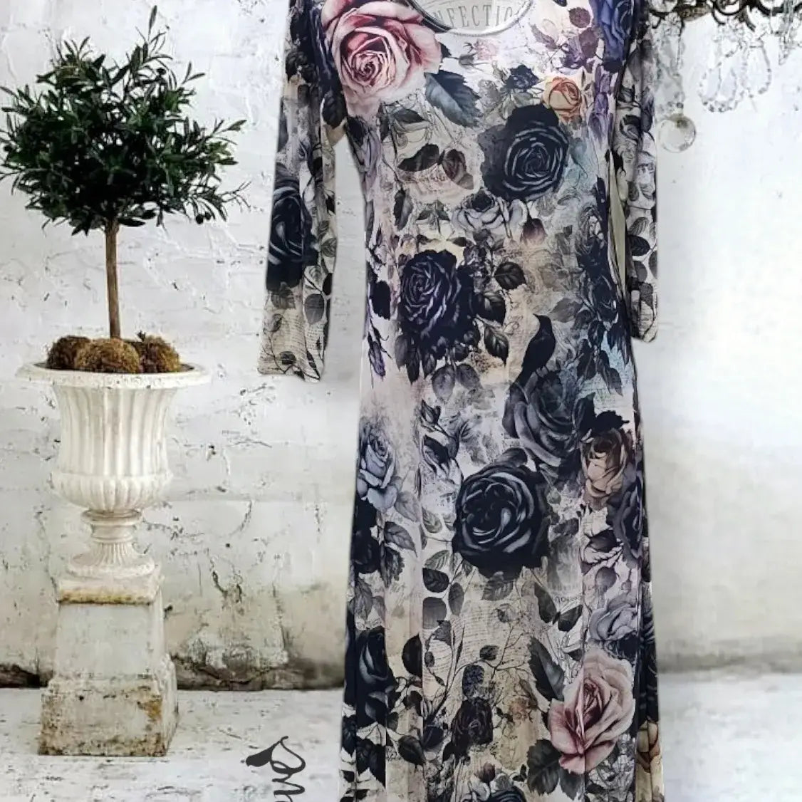 Ankle Length Dress with Sleeves - Let Love Clothing