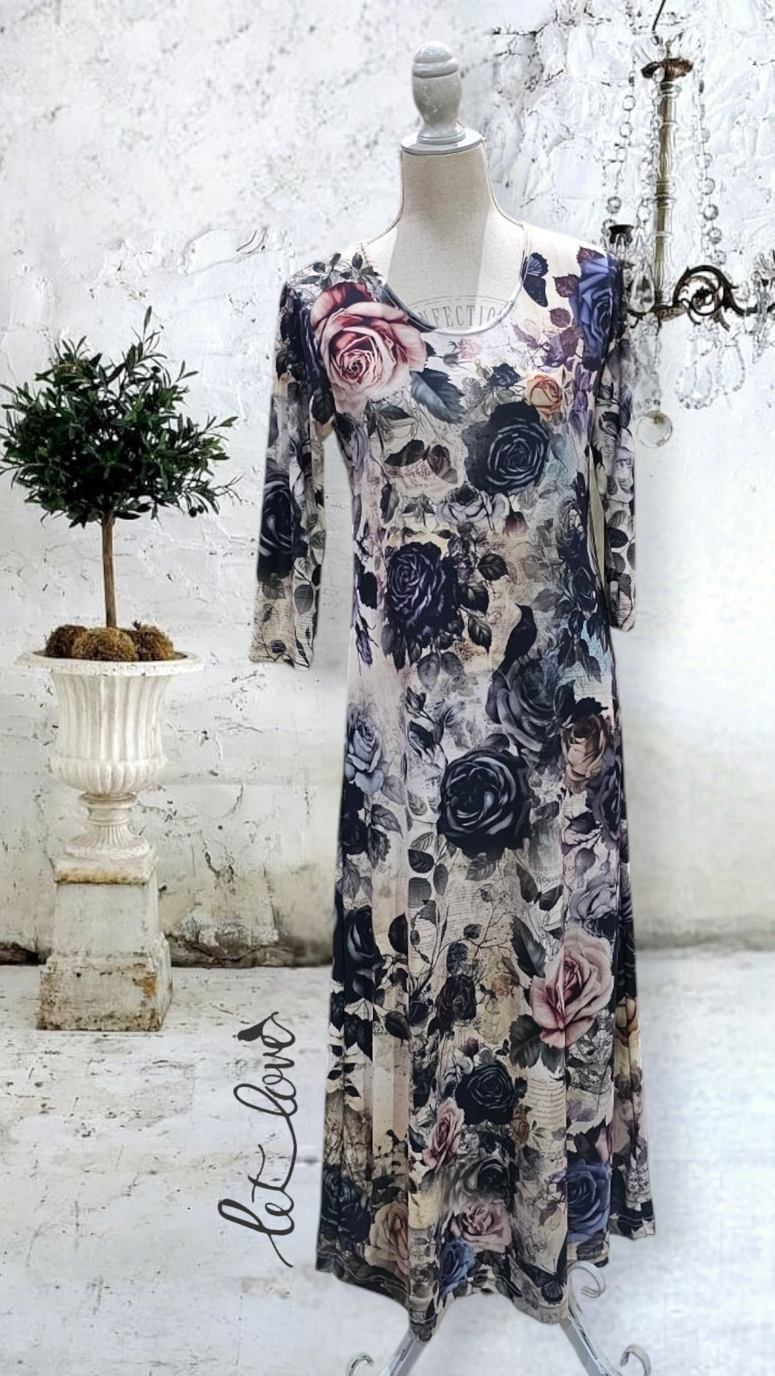 Ankle Length Dress with Sleeves - Let Love Clothing