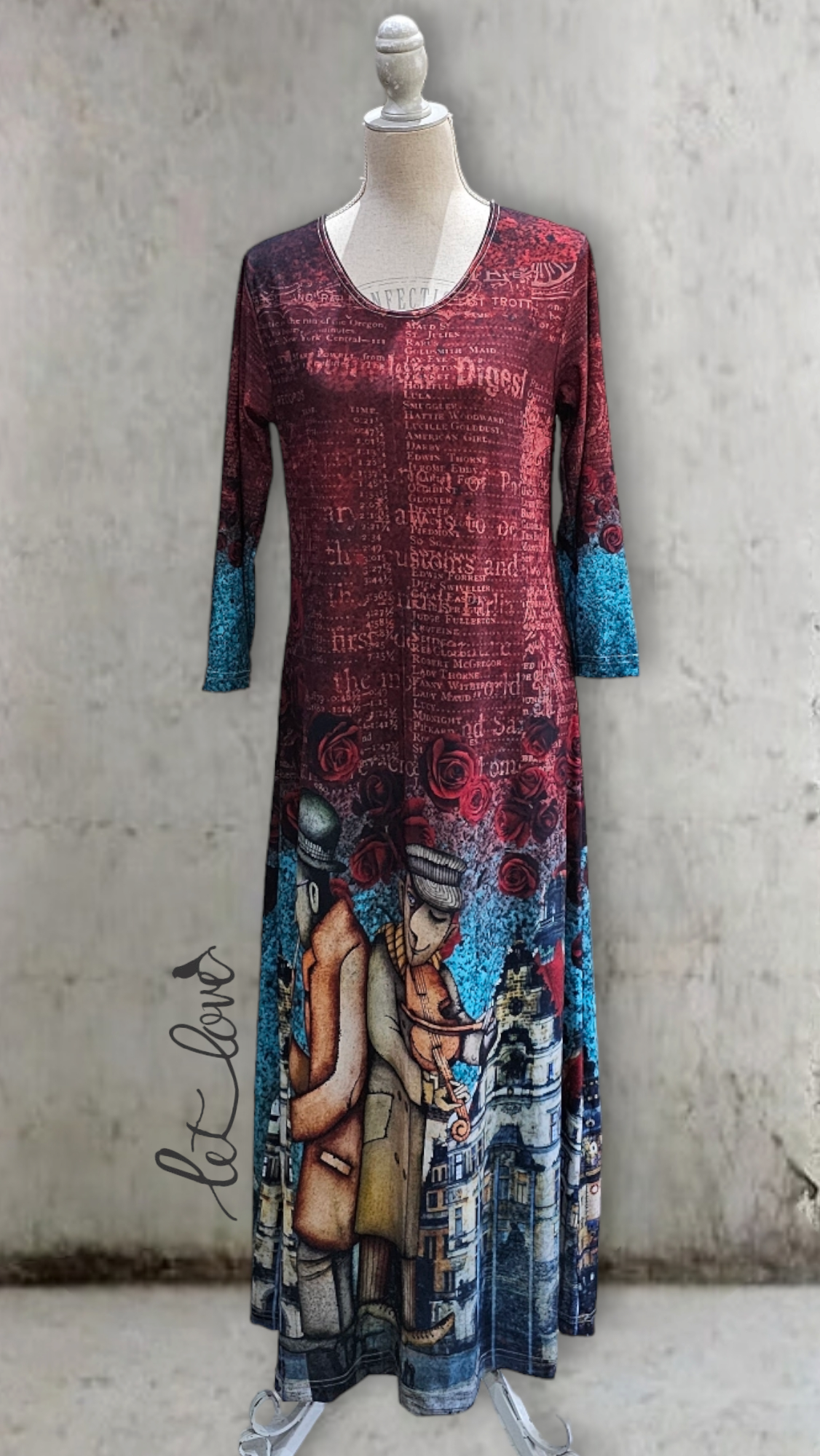 Ankle Length Dress with Sleeves - Let Love Clothing
