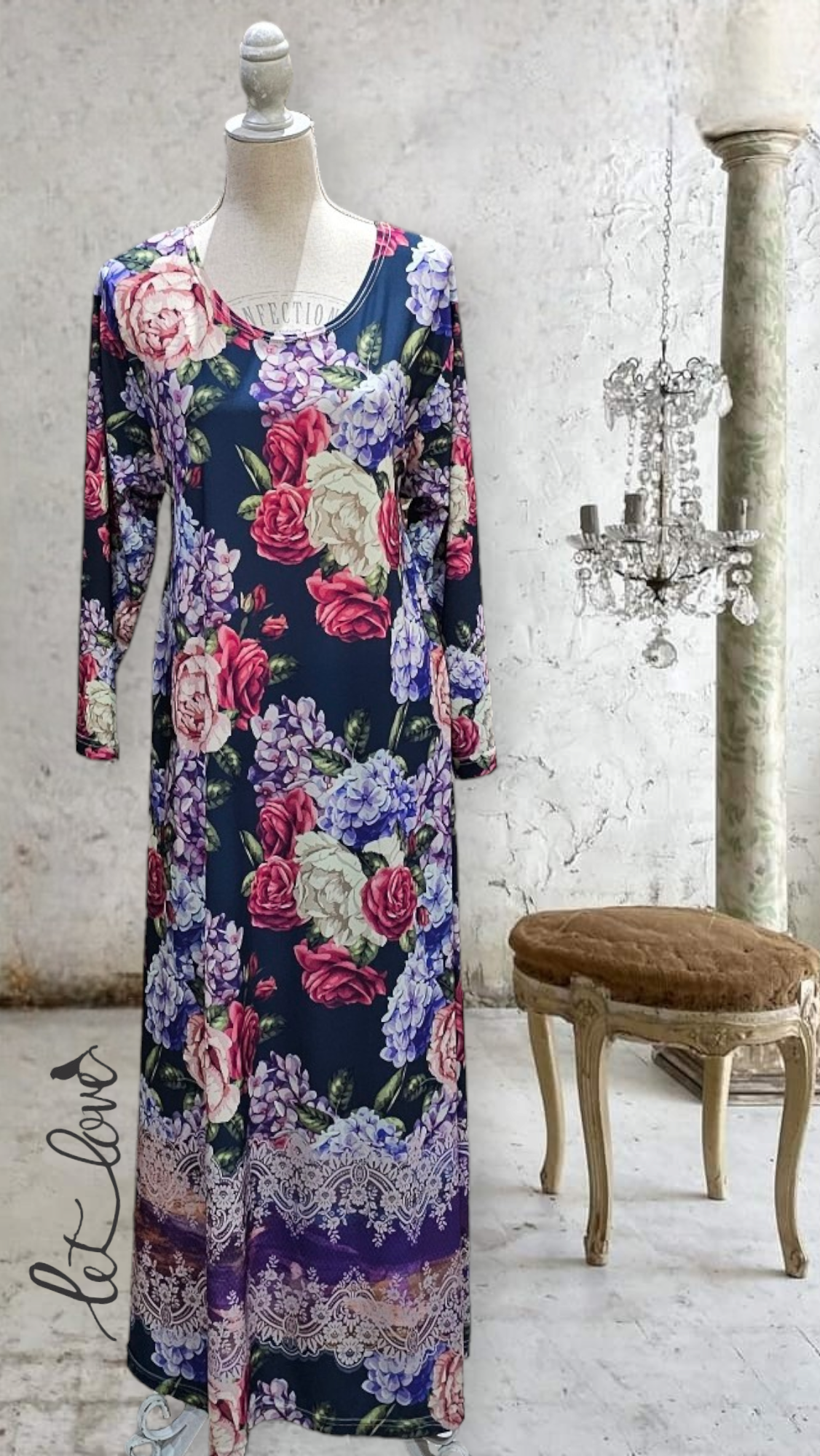 Ankle Length Dress with Sleeves - Let Love Clothing