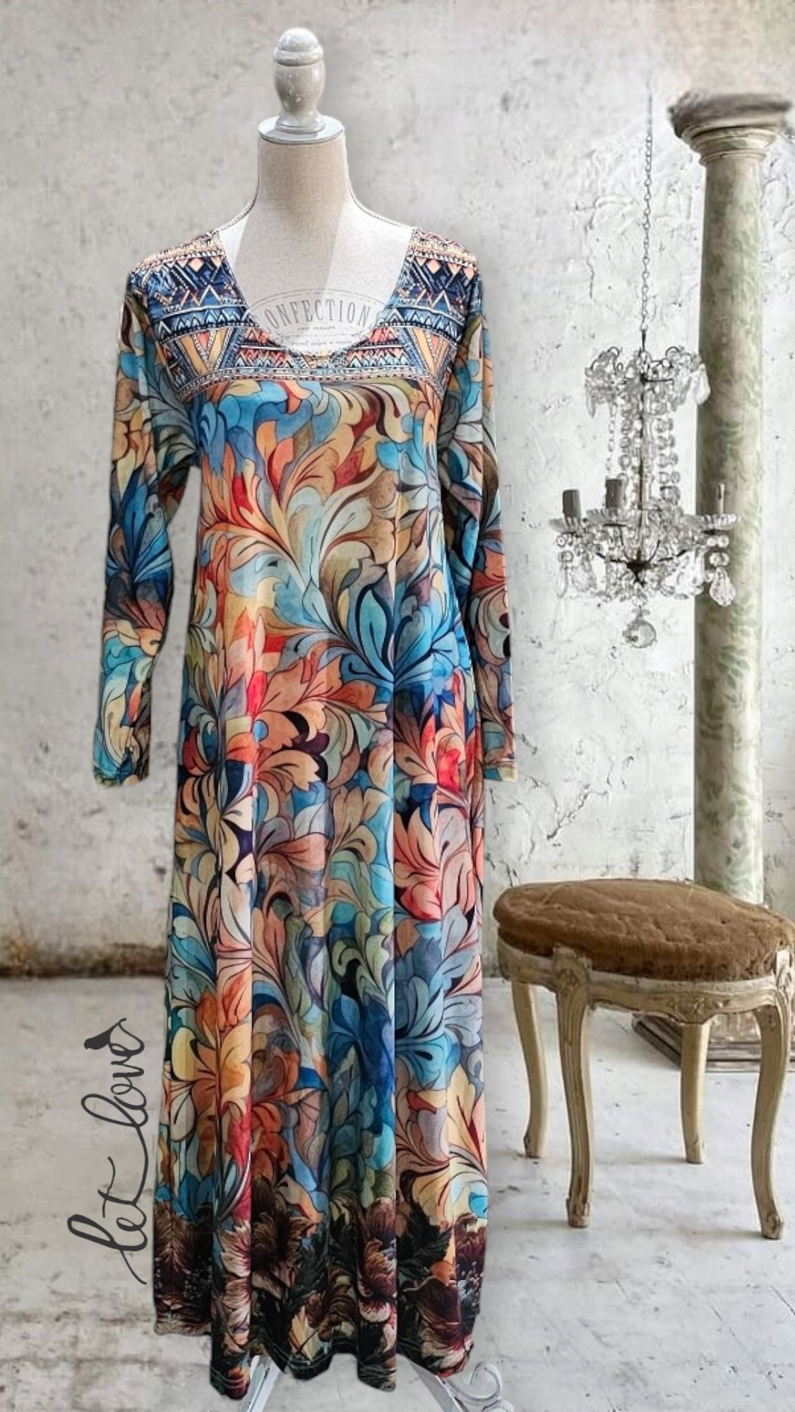 Ankle Length Dress with Sleeves - Let Love Clothing
