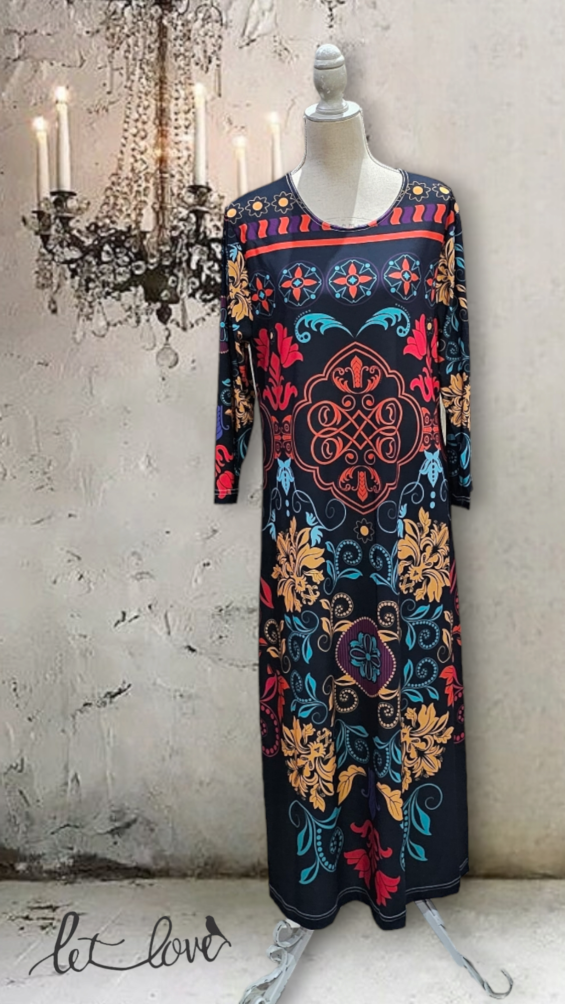 Ankle Length Dress with Sleeves - Let Love Clothing