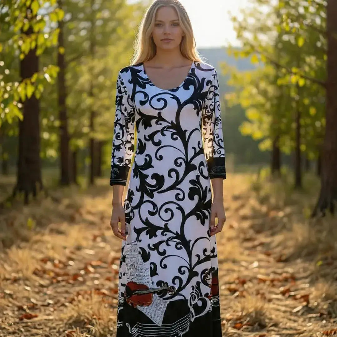 Ankle Length Dress with Sleeves - Let Love Clothing