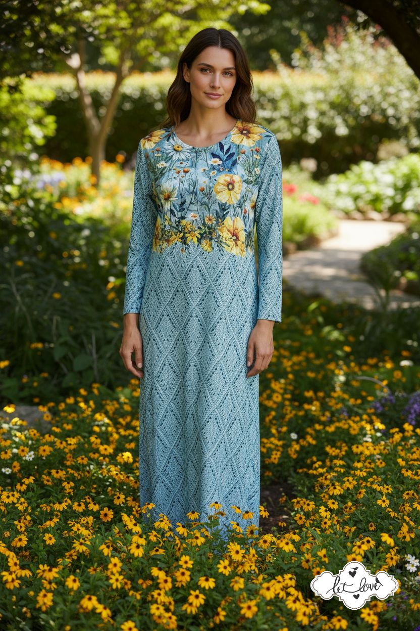 Ankle Length Dress with Sleeves - Let Love Clothing