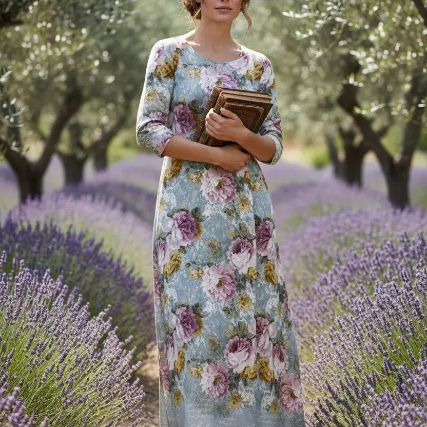 Ankle Length Dress with Sleeves - Let Love Clothing