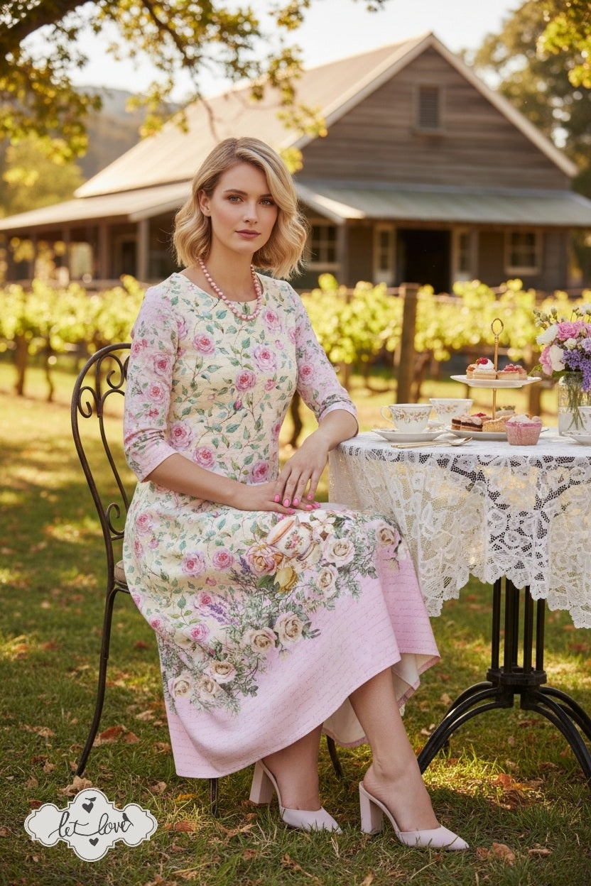 Ankle Length Dress with Sleeves - Let Love Clothing