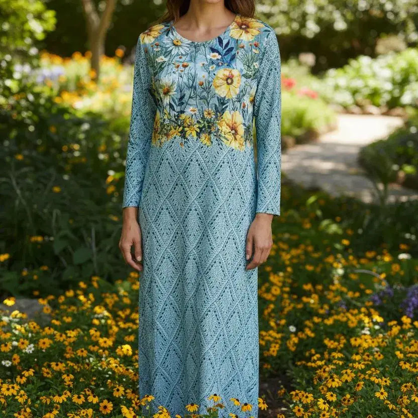 Ankle Length Dress with Sleeves - Let Love Clothing