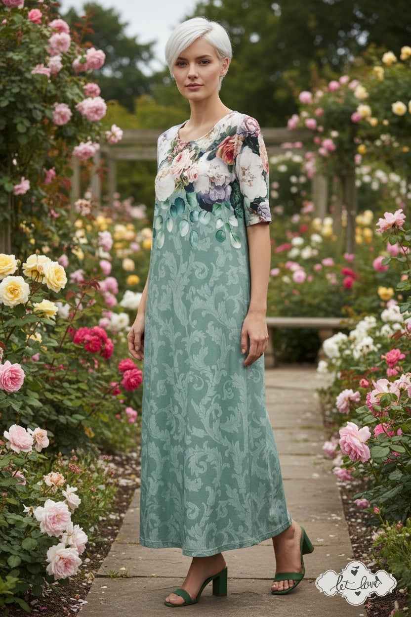 Ankle Length Dress with Sleeves - Let Love Clothing