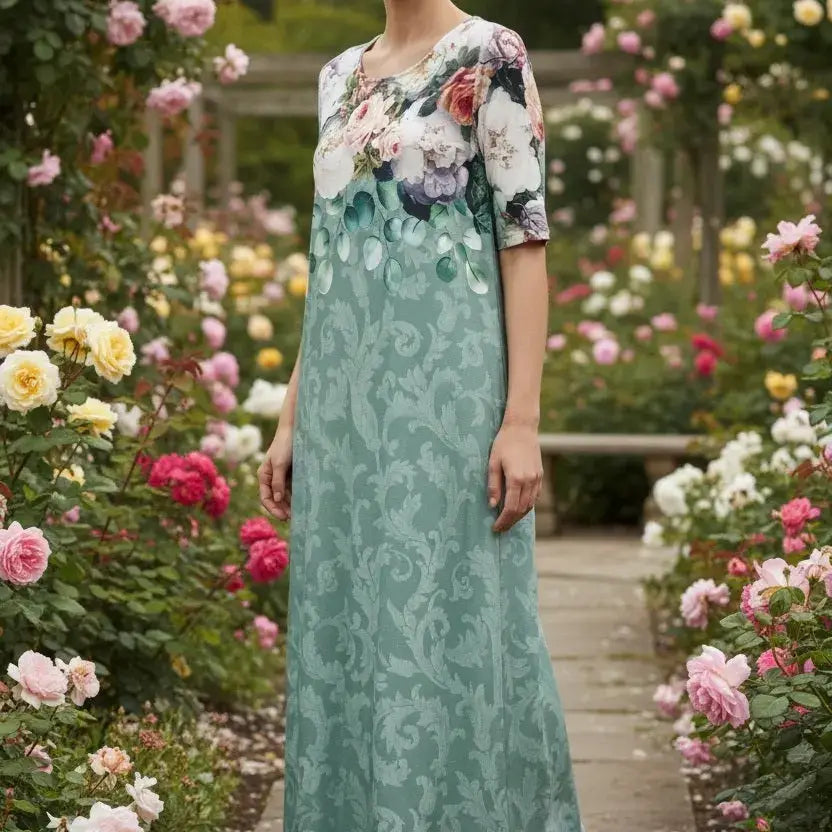 Ankle Length Dress with Sleeves - Let Love Clothing
