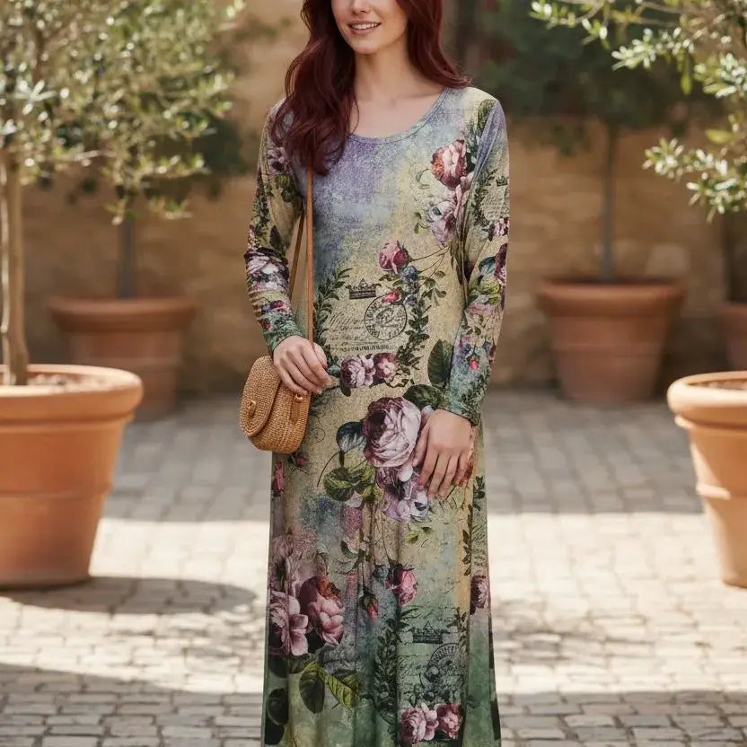 Ankle Length Dress with Sleeves - Let Love Clothing