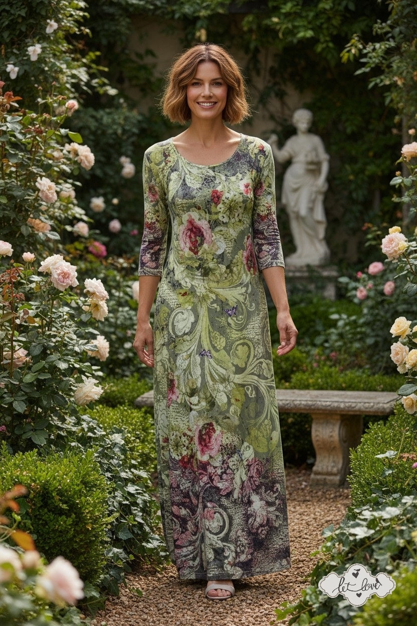 Ankle Length Dress with Sleeves - Let Love Clothing