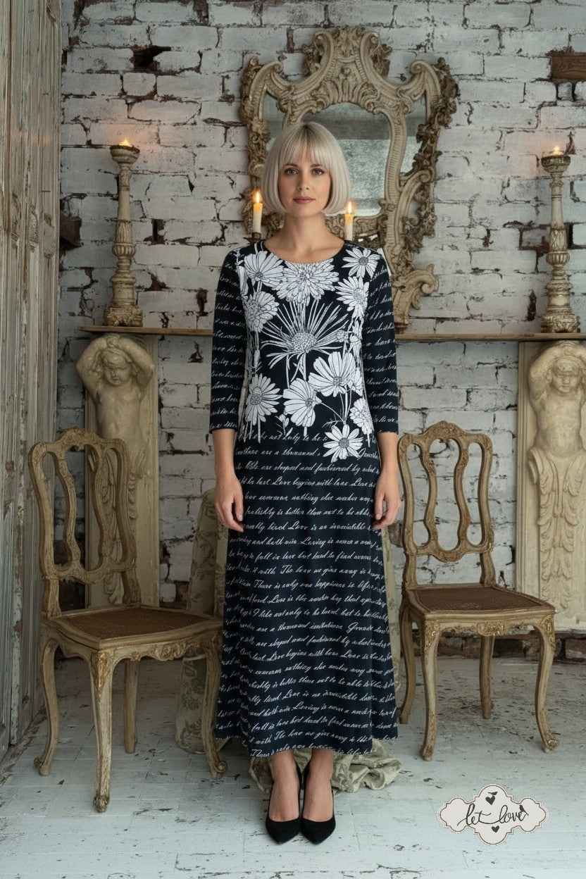 Ankle Length Dress with Sleeves - Let Love Clothing
