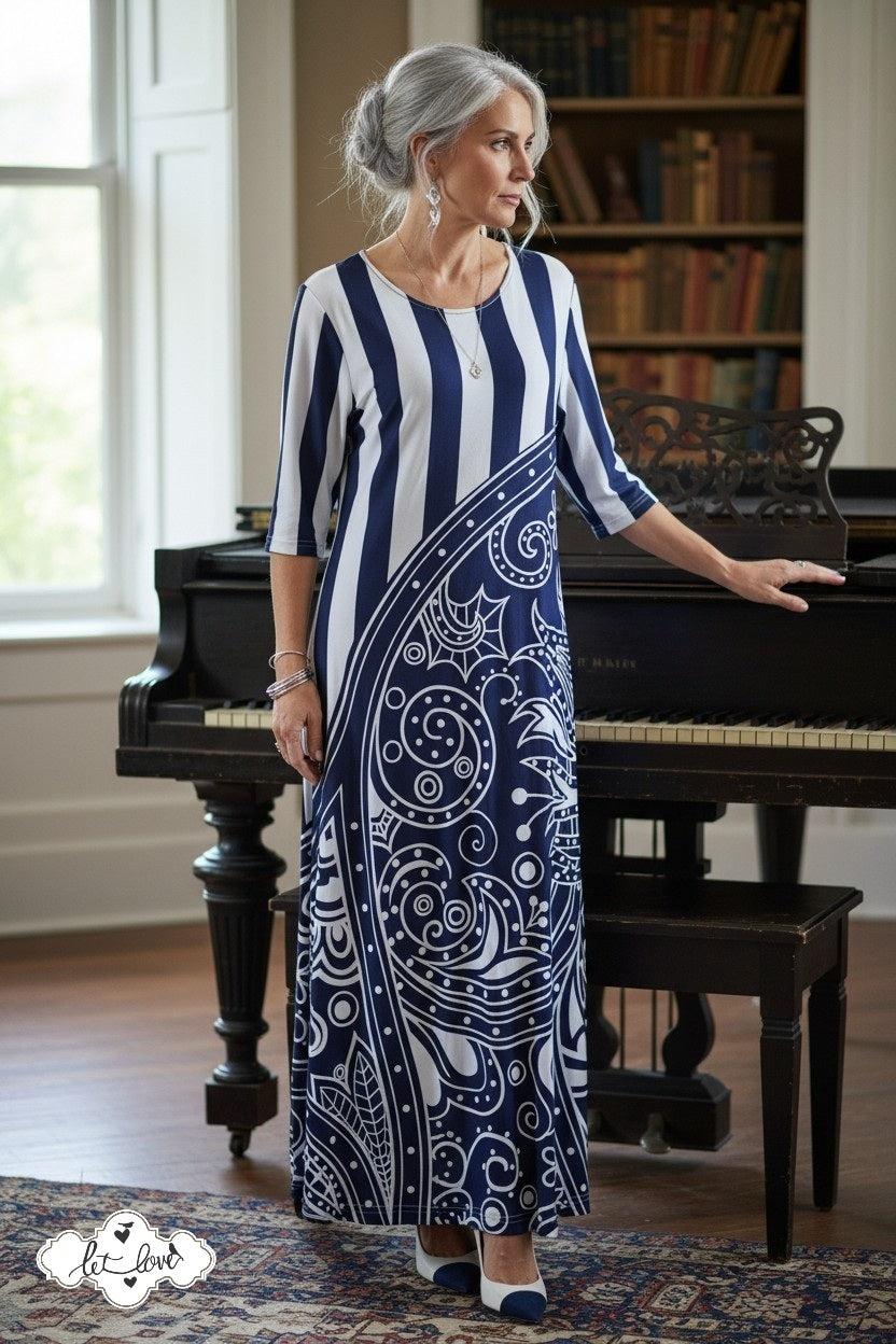 Ankle Length Dress with Sleeves - Let Love Clothing