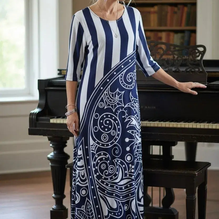 Ankle Length Dress with Sleeves - Let Love Clothing