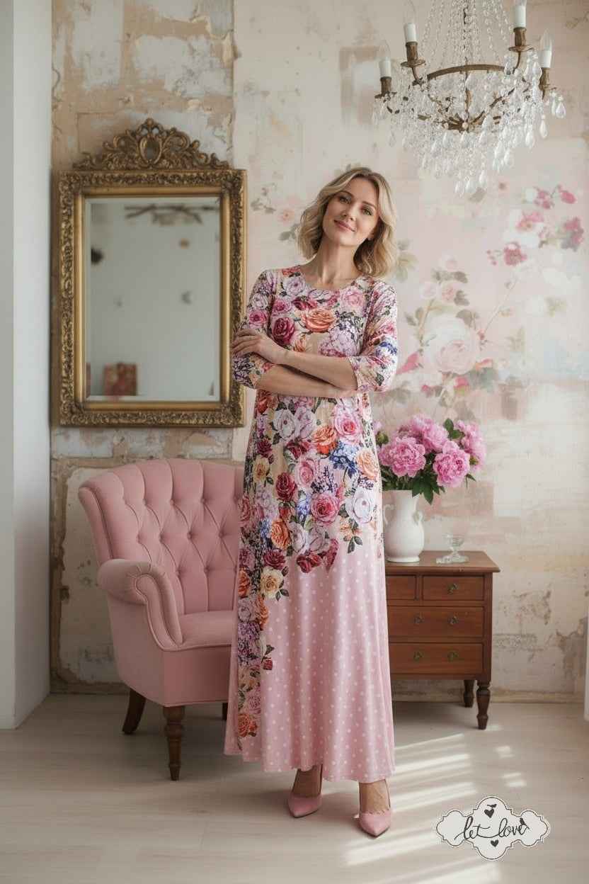 Ankle Length Dress with Sleeves - Let Love Clothing