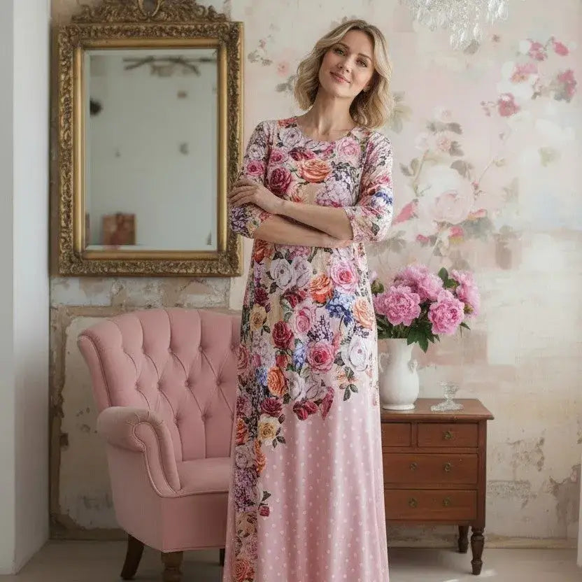 Ankle Length Dress with Sleeves - Let Love Clothing