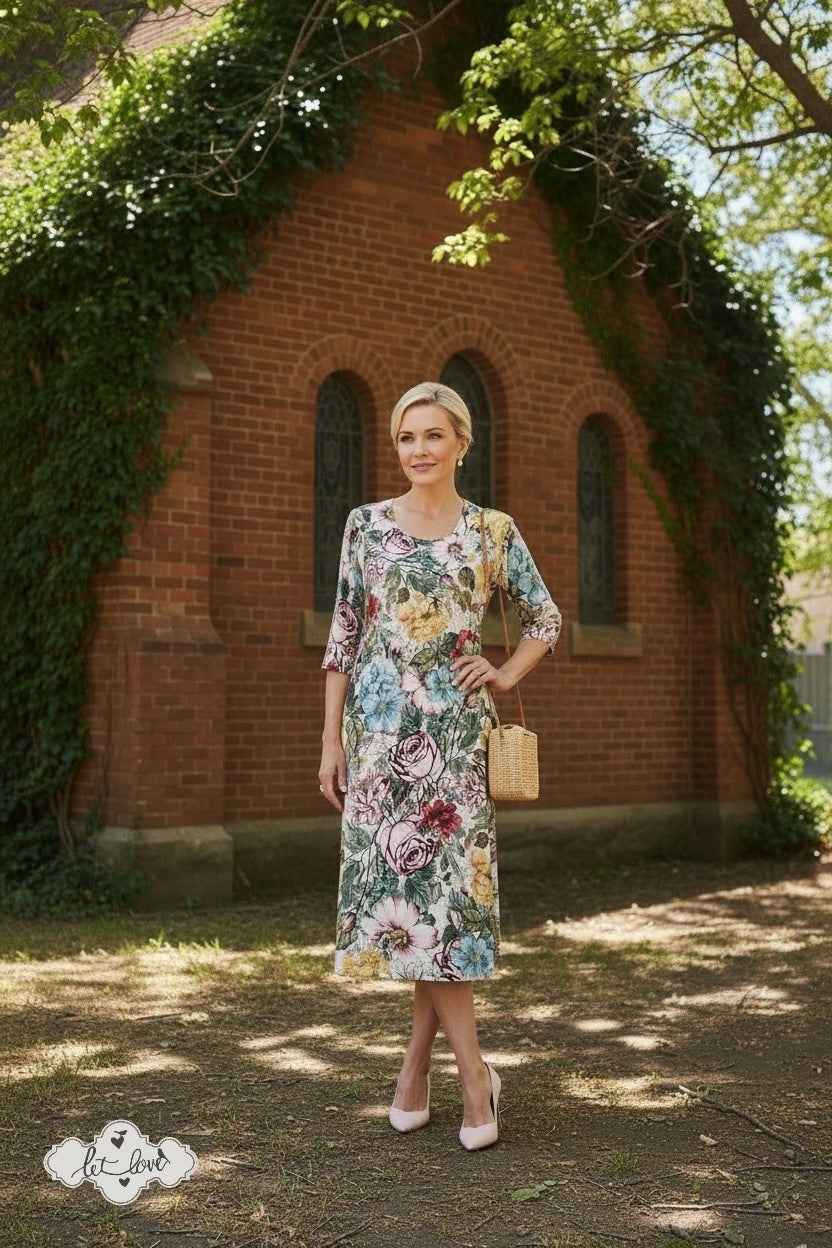 Dress Below the Knee,with Sleeves - Let Love Clothing