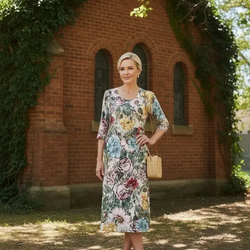 Dress Below the Knee, with Sleeves - Let Love Clothing
