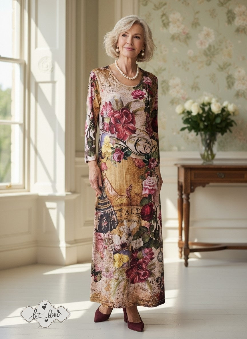 Ankle Length Dress with Sleeves - Let Love Clothing